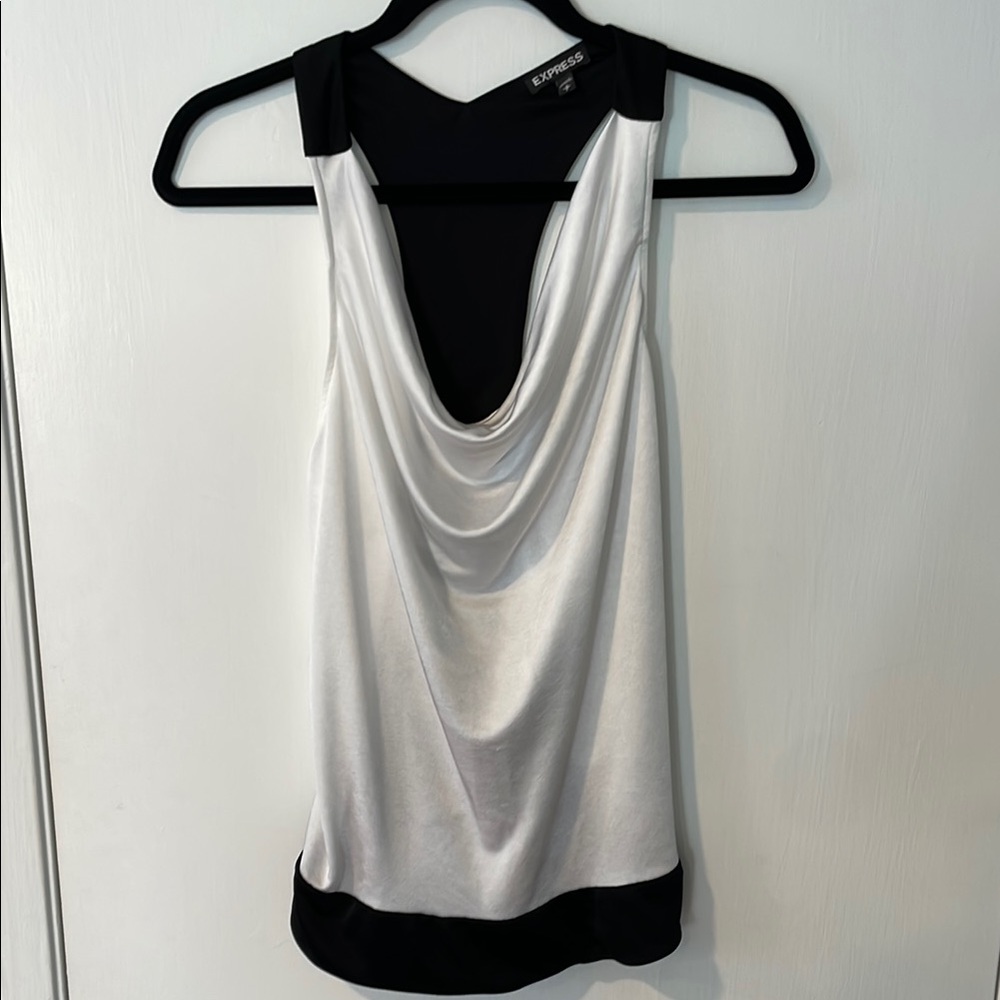Express Asymmetrical Black and White Cut Out Tank Top